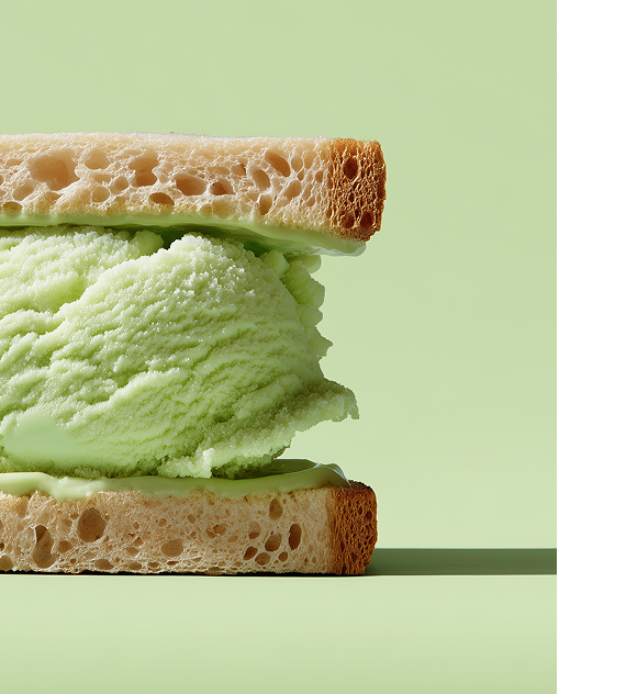 Ice cream tussen brood
