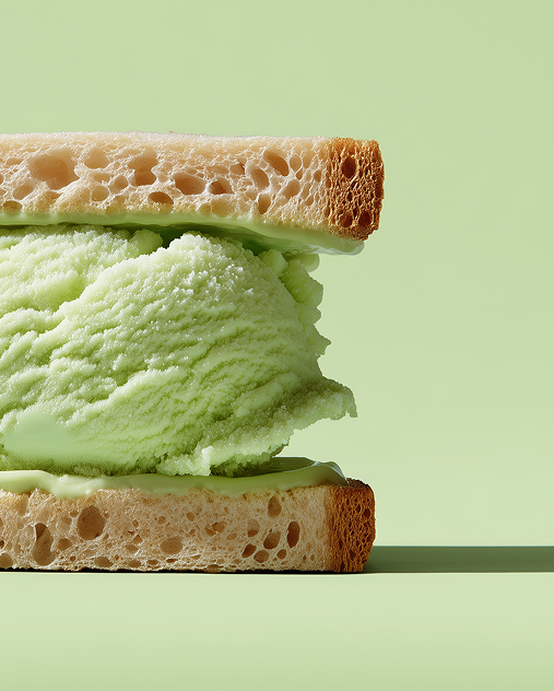Ice cream tussen brood